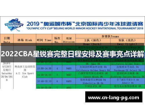 2022CBA星锐赛完整日程安排及赛事亮点详解