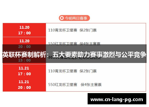 英联杯赛制解析：五大要素助力赛事激烈与公平竞争